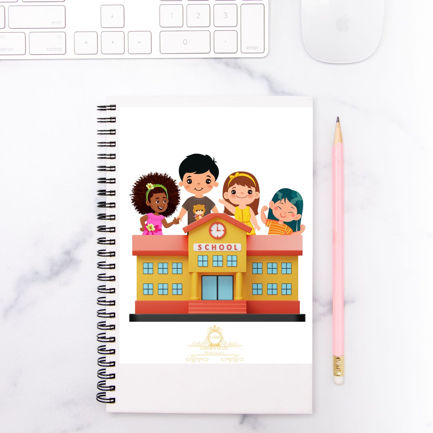 Kids multicultural School Notebook Hardcover Spiral 5.5 x 8.5