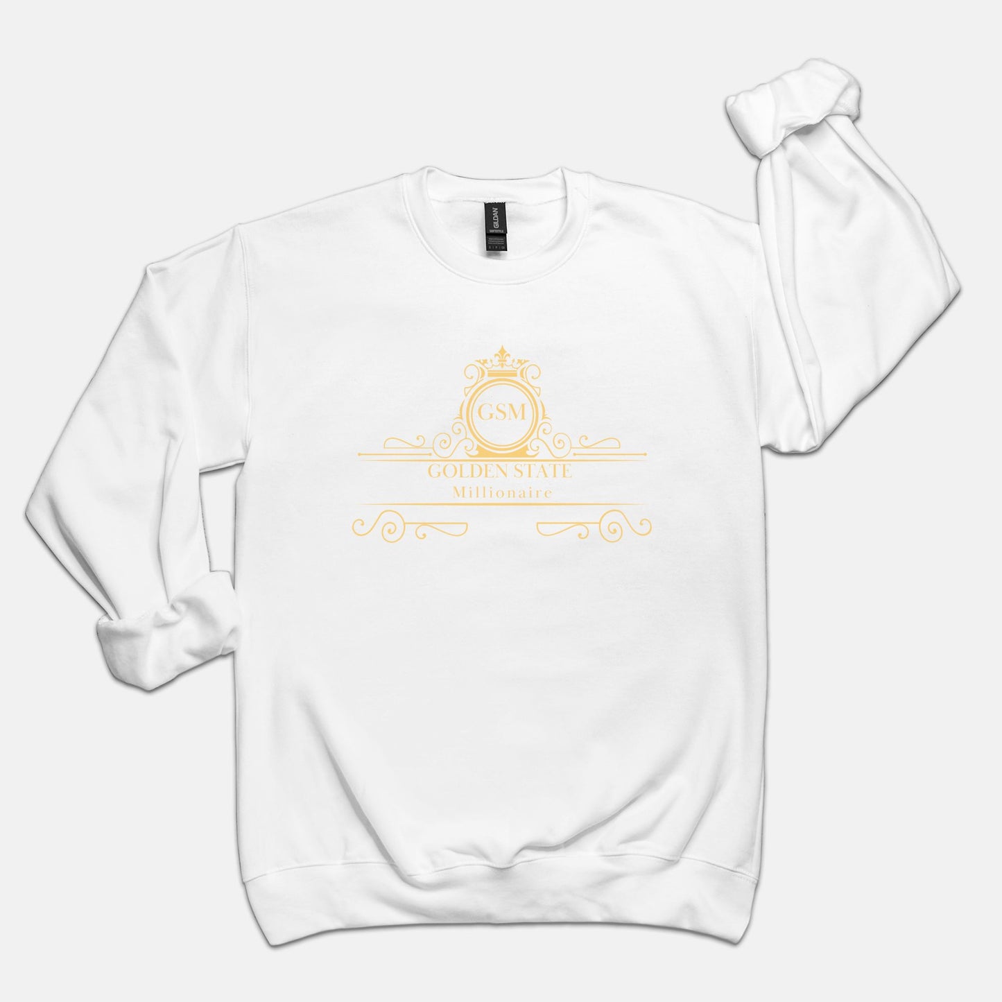 White and Gold Unisex Crew Neck Sweatshirt