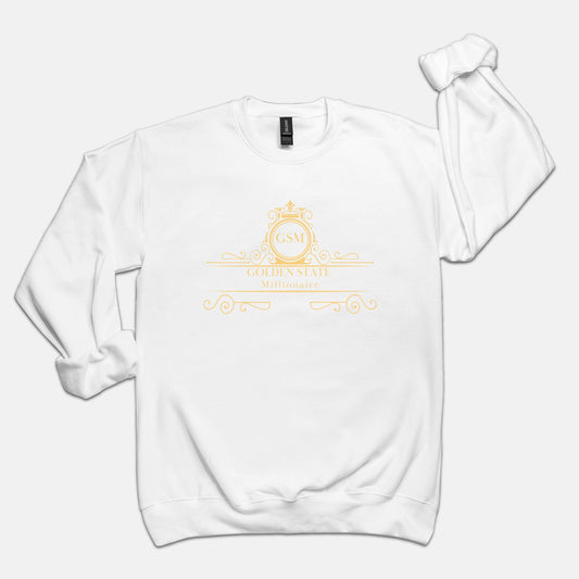 White and Gold Unisex Crew Neck Sweatshirt